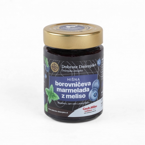 Hišna ekstra domača borovničeva marmelada z meliso 190 g-Marmelade