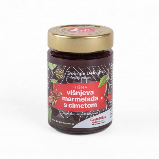 Hišna ekstra domača višnjeva marmelada s cimetom 190 g-Marmelade